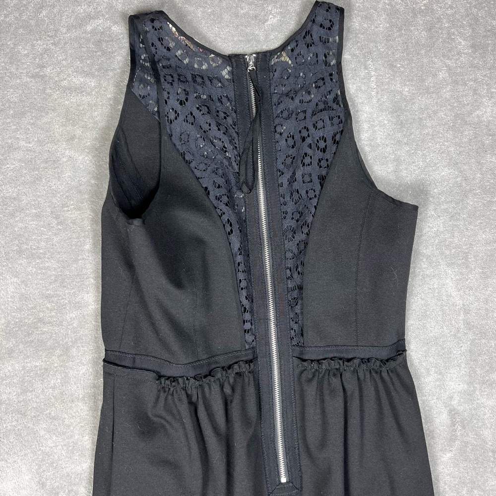Rebecca Taylor Dress Womens 8 Black Ponte Lace Sleeveless Feminine Party Evening - Picture 6 of 8